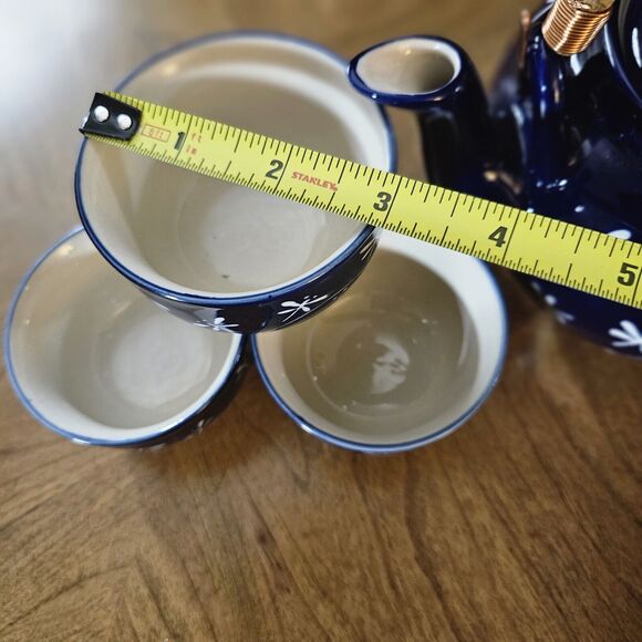 Dragonfly Teapot Set MIRA DESIGNS by FMC 4 cups tea/teapot set Navy Blue White - Picture 10 of 10